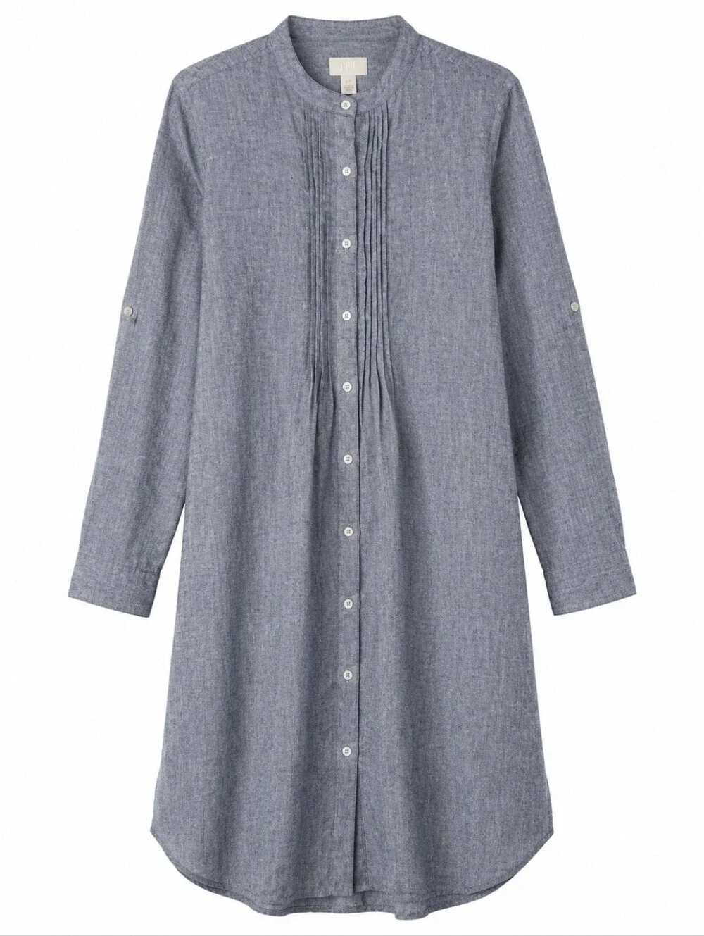 J. JILL | Linen‎ Blend Blue Gray Button-Down Tunic Dress Duster | L Petite